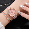 Modeuhr Geschenkset Frauen Schöne Armbanduhren Set Mit Geschenkbox Strass Armbanduhr Armreif Set für Party Großhandel